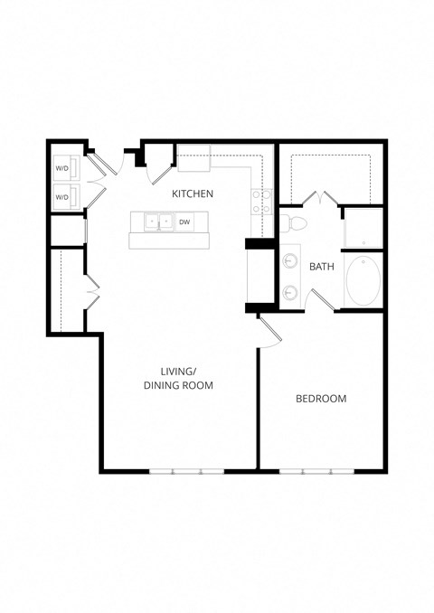 Floor plan for 1 bed, 1 bath, 912 sqft